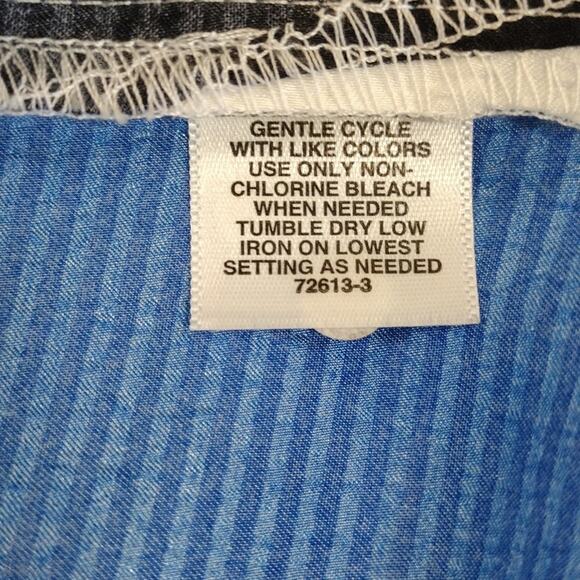 Liz Claiborne Plus Size Blue Black Geometric Pattern Cuffed Sleeves Formal Shirt - Picture 12 of 12